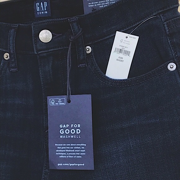 GAP Bi-Stretch Mid-Rise Classic Straight Blue-Black Wash Denim size 26S 26 SHORT - Picture 4 of 11